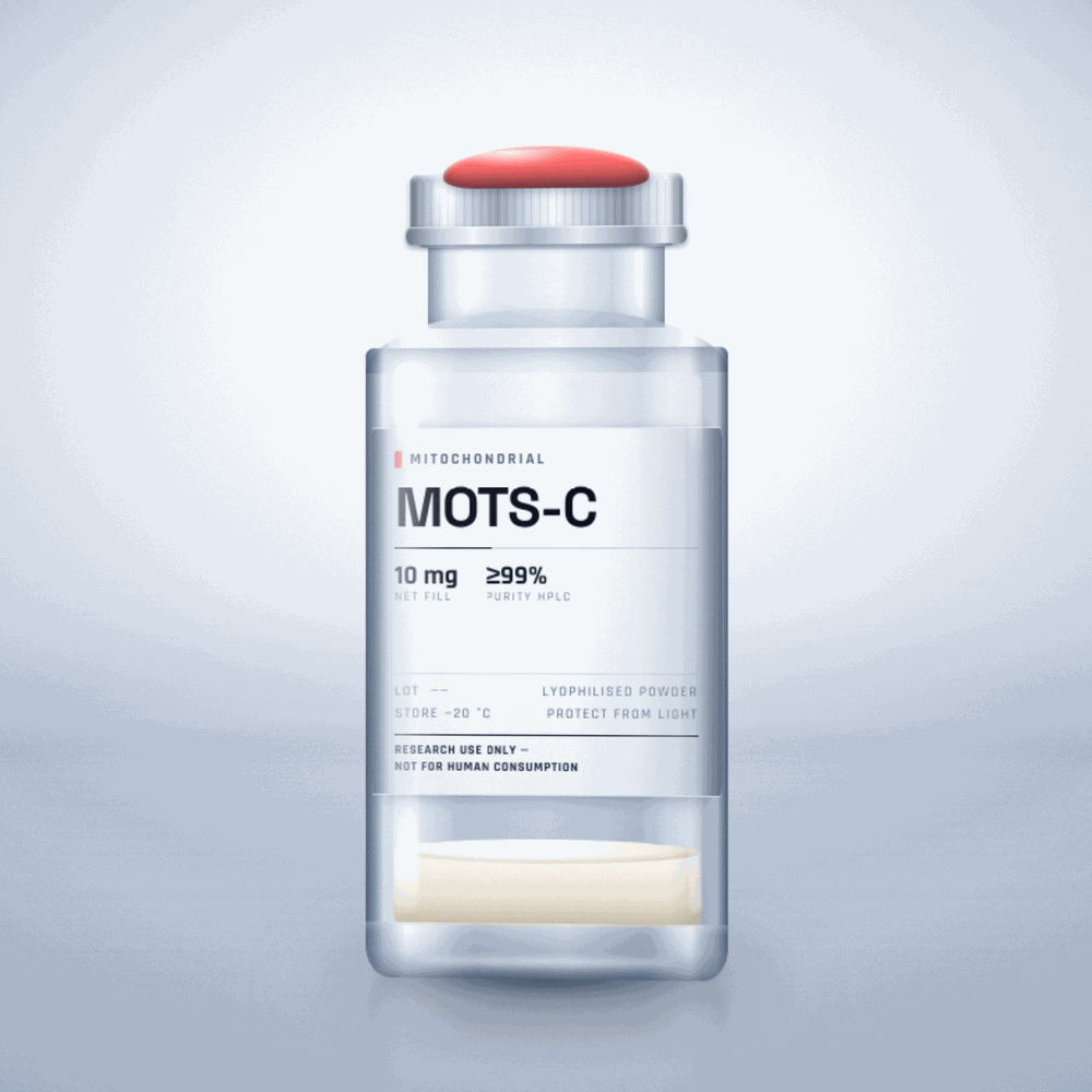 MOTS-C — lyophilised research compound vial, ≥99% purity, for laboratory research use only
